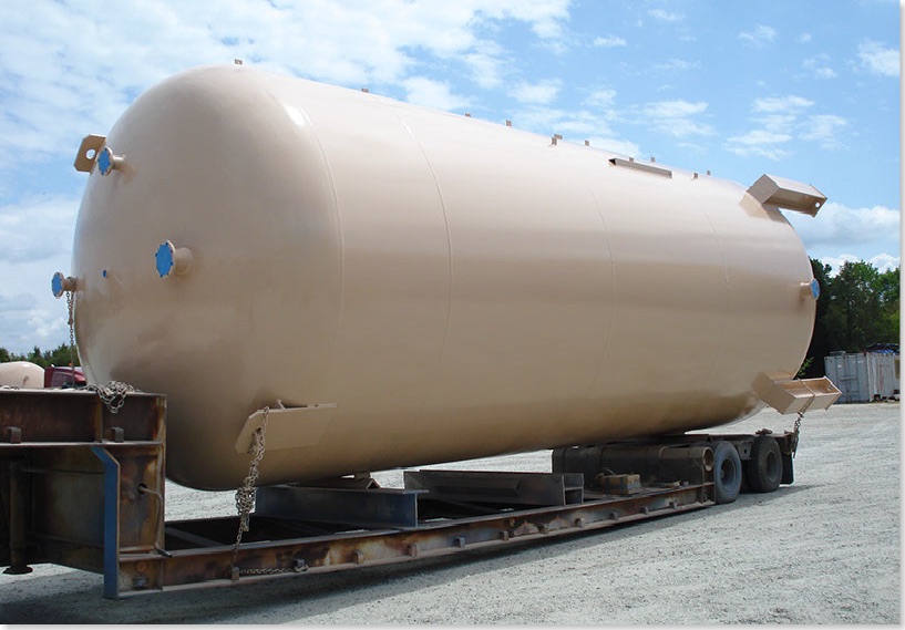 ASME Code vertical pressure vessel on a trailer